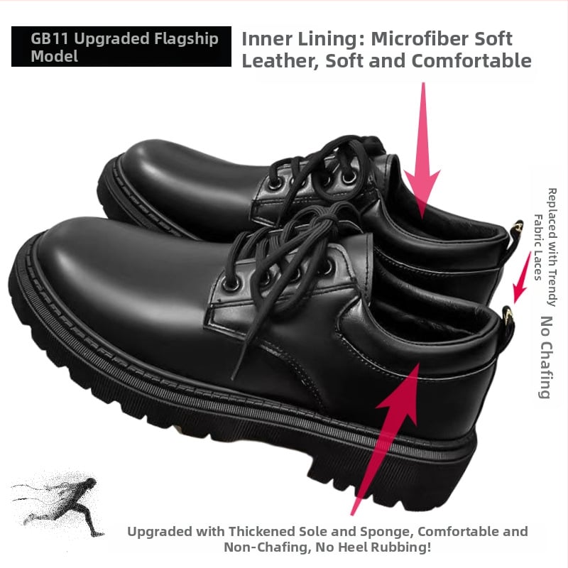 Vyriški batai iš mikropluošto odos, britų stilius, aukščio padidinimo funkcija, vulkanizuota pada, PU įdėklas