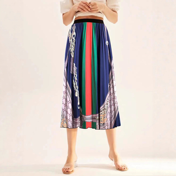 Φλοράλ πλισέ μακριά φούστα, ύφασμα ακετατ/πολυεστέρα, μικροελαστικό ύφασμα, Καλοκαίρι 2023