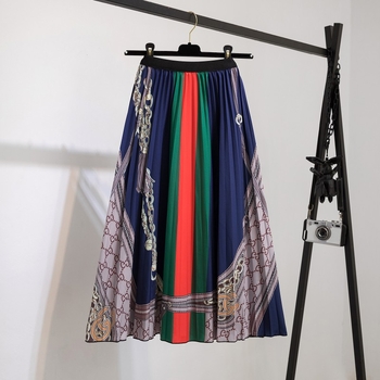 Φλοράλ πλισέ μακριά φούστα, ύφασμα ακετατ/πολυεστέρα, μικροελαστικό ύφασμα, Καλοκαίρι 2023