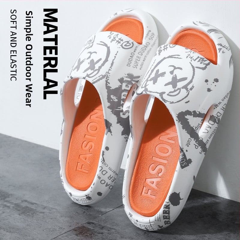 Unisex PVC šlepetės su stora įpurškiama padas vidaus ir lauko naudojimui, korėjietiško stiliaus vasaros sandalai