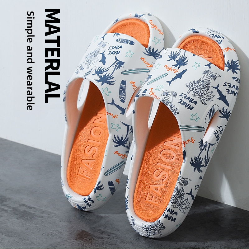 Unisex PVC šlepetės su stora įpurškiama padas vidaus ir lauko naudojimui, korėjietiško stiliaus vasaros sandalai