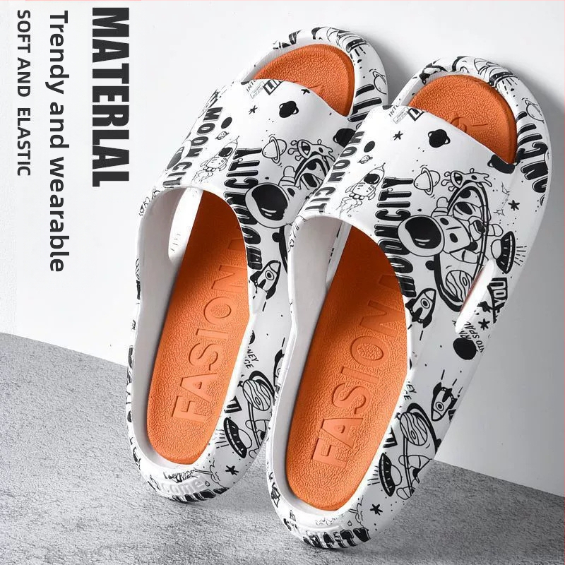 Unisex PVC šlepetės su stora įpurškiama padas vidaus ir lauko naudojimui, korėjietiško stiliaus vasaros sandalai