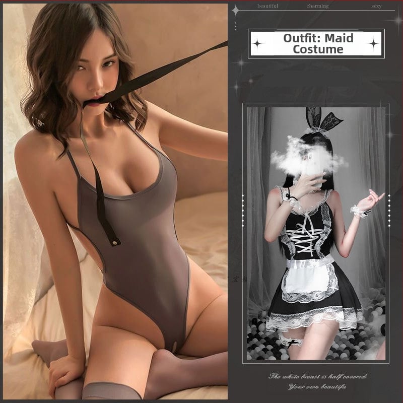 Moteriškas bodis su atvira intymia zona, poliesteris, 90–95% poliesterio, vaidmenų žaidimai: jūrininkas/ kiškiukas