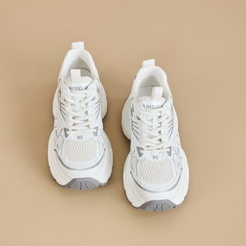 Γυναικείες αθλητικές με πλατφόρμα - Δέσιμο με κορδόνια, Άνω μέρος: Super Fiber, Εσωτερικό: δίχτυ, Σόλα: Πολυουρεθάνη, Πλατφόρμα 6-8 cm