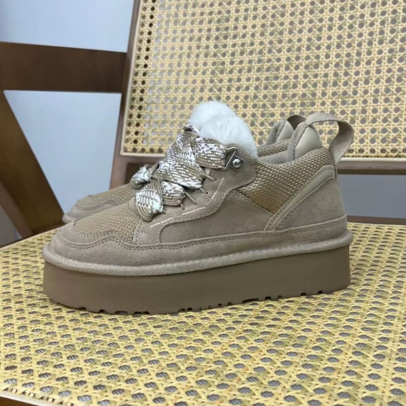 Moteriški žieminiai snieginiai batai su odos viršumi, raišteliai, vilnonė įdaila, stora pada, žemas kulkšnies aukštis