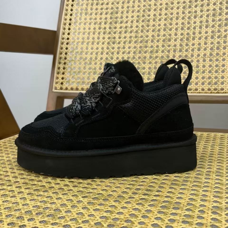 Moteriški žieminiai snieginiai batai su odos viršumi, raišteliai, vilnonė įdaila, stora pada, žemas kulkšnies aukštis