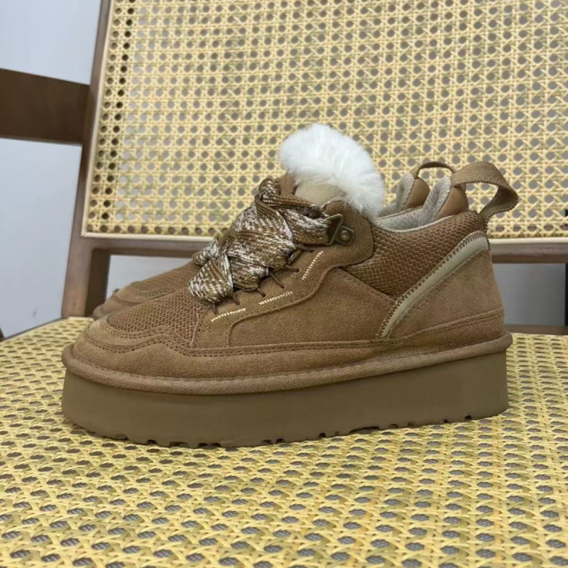 Moteriški žieminiai snieginiai batai su odos viršumi, raišteliai, vilnonė įdaila, stora pada, žemas kulkšnies aukštis