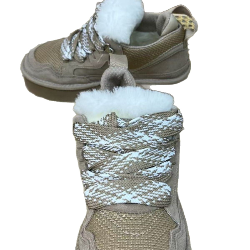 Moteriški žieminiai snieginiai batai su odos viršumi, raišteliai, vilnonė įdaila, stora pada, žemas kulkšnies aukštis