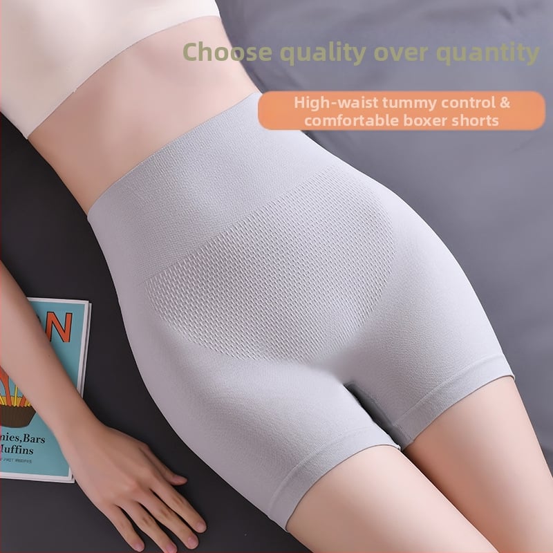 Be siūlių moterų boxer šortai su aukštu liemeniu, 3D honeycomb dizainas, nailono audinys, medvilninė įdaila kirkšnies srityje, klubo pakėlimas ir pilvo formavimas