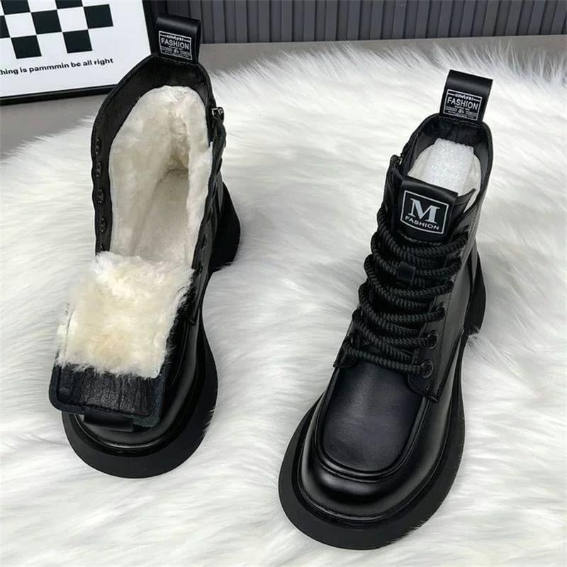 Cizme Martin pentru femei, stil britanic, partea superioară PU artificială, talpă din cauciuc, toc gros, înălțime medie a tocului 3-5 cm, înălțime medie a gambelor