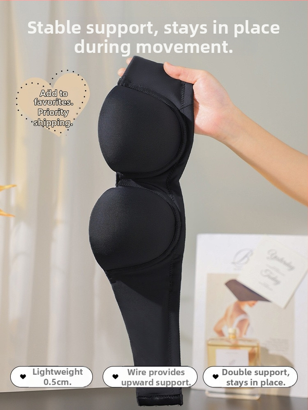 Be petnešėlių moteriška liemenėlė su minkštu plieno žiedu, push-up efektas, 1/2 kaušas, plonos formuojančios kaušus, nugaros užsegimas su keturiais spaustukais