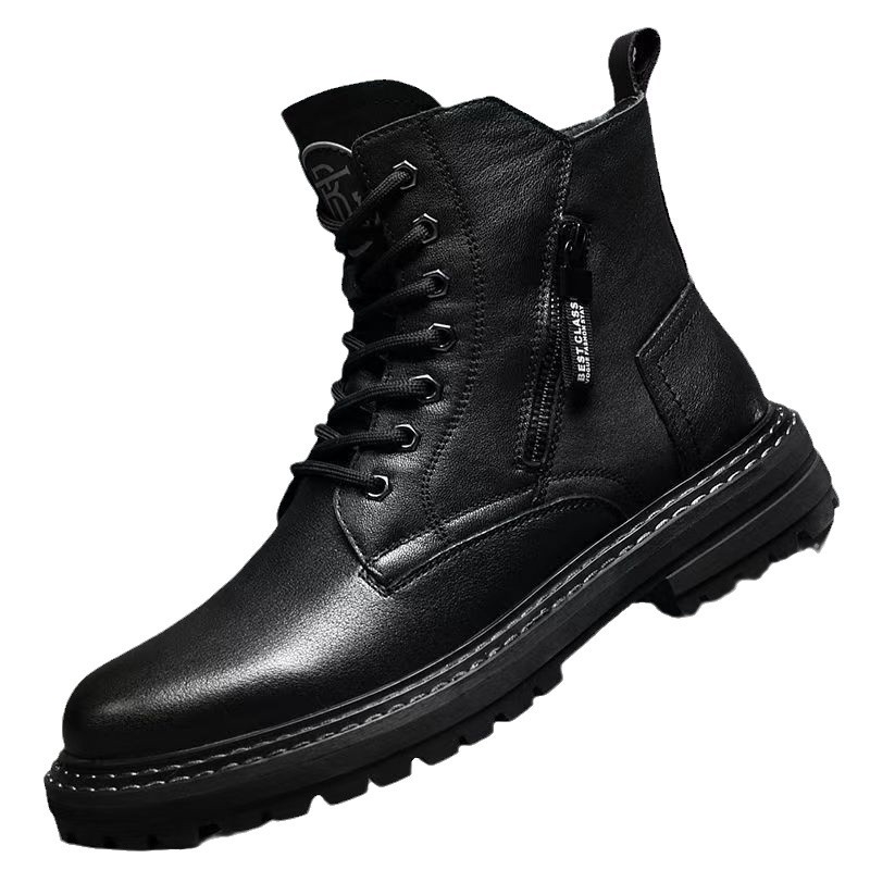 Vyriski Martins batai - Viršus iš natūralios odos, Guminis padas, Šoninis užtrauktukas, Dirbtinio kailio vidinis pamušalas, Vidutinio ilgio batų