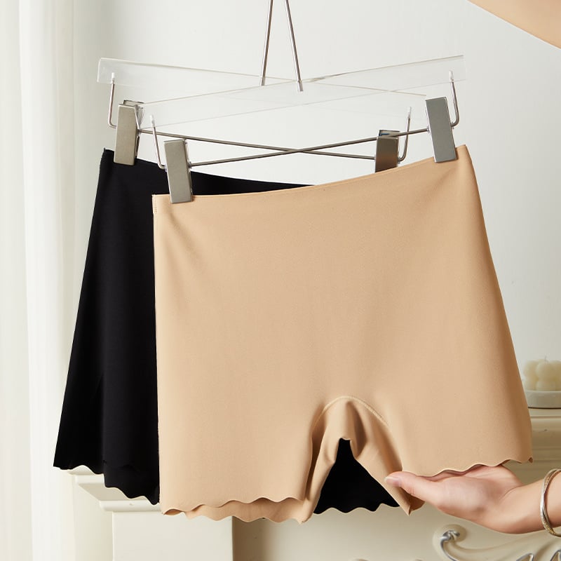 Moterų aukšta juosmens Ice Silk apsaugos šortai, mezgiamas nailonas 66,6%, Mulberry šilko įdėklas 5%, anti-ekspozicija