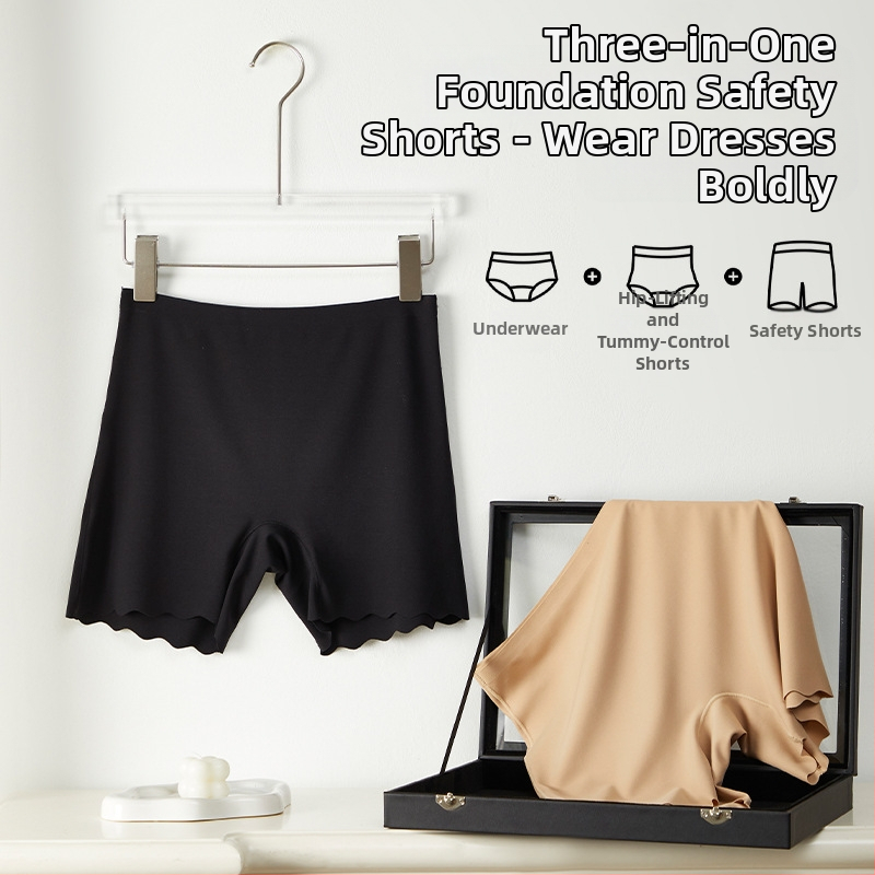 Дамски шорти с висока талия от ледена коприна, антиекспозиция, тъкани найлон 66.6%, подплата Mulberry коприна 5%