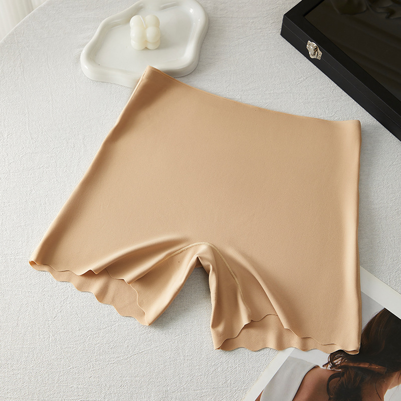 Moterų aukšta juosmens Ice Silk apsaugos šortai, mezgiamas nailonas 66,6%, Mulberry šilko įdėklas 5%, anti-ekspozicija