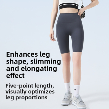 Moterų dviračių/jogos tamprės kelnaitės su šoninėmis kišenėmis, plonas nailono-spandekso audinys, aukšta elastė, pilvo kontrolė ir sėdmenų pakėlimas