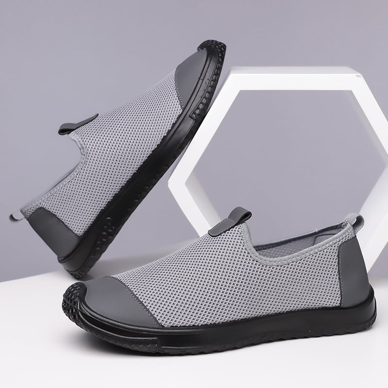 Vyriski slip-on bateliai iš tinklo viršaus, kvėpuojantys, su kaukolės raštu, žemas profilis, gumos padas
