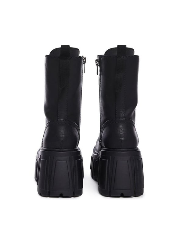 Мартин ботуши с платформа и дебели токчета, до средната част на прасеца, PU горна част, гумена подметка