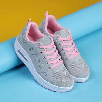 Γυναικείες αθλητικά παπούτσια για κίνηση με επάνω από πλέγμα, μπροστινό φερμουάρ, PU πάτος, πλαστική σόλα, στρογγυλή μύτη.