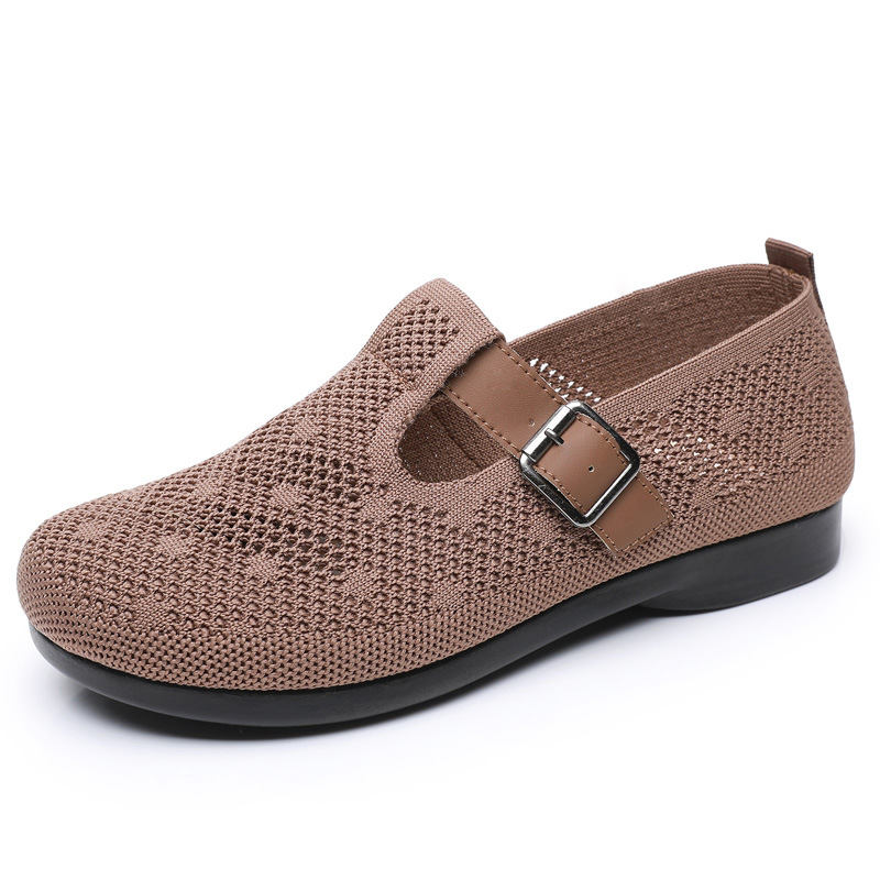 Női légáteresztő hálós cipő – slip-on, üreges kialakítás, alacsony lapos sarok, PU talp