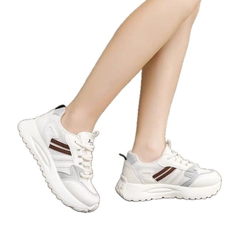 Γυναικεία αθλητικά με φαρδιά σόλα 3-5 cm, ανάπνευστο επάνω από πλέγμα, μπροστινό δέσιμο με κορδόνια, καουτσούκ σόλα για άνοιξη 2025