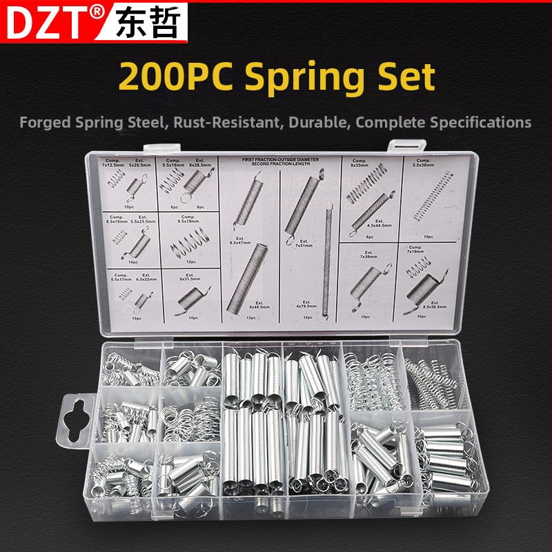 Σετ κυλινδρικών ελατηρίων συμπίεσης, 200 τεμάχια, για ποδήλατα, κλειδαριές, αυτοκίνητα, ηλεκτρονικά και εξοπλισμό