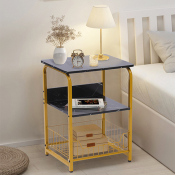 Li Yao 55 πλευρικό τραπεζάκι με μεταλλικό σκελετό, MDF Melamine επικάλυψη, φινίρισμα με βαφή ψησίματος, τετράγωνο σχήμα, με χώρο αποθήκευσης