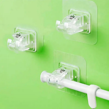 Teleskopinis strypo fiksavimo klips užuolaidoms be gręžimo – PVC, vienas kabliukas, modernus minimalistinis stilius, XD-TOPQC