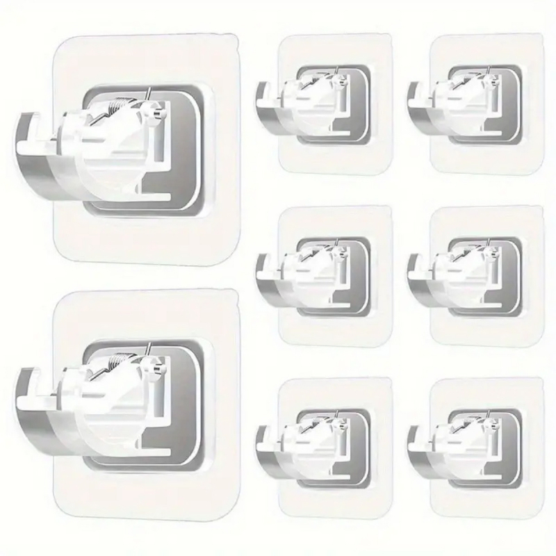 Teleskopinis strypo fiksavimo klips užuolaidoms be gręžimo – PVC, vienas kabliukas, modernus minimalistinis stilius, XD-TOPQC