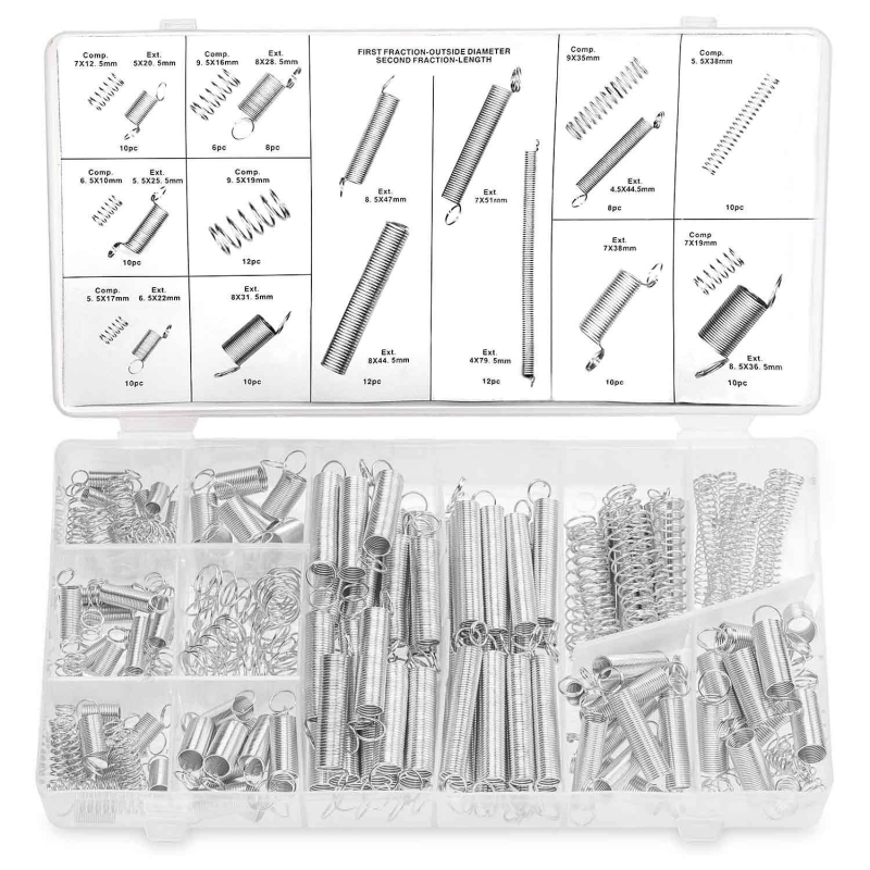 Set opruga, 200 komada, karbonska čelika, za pribor za opruge, standard: alatni set