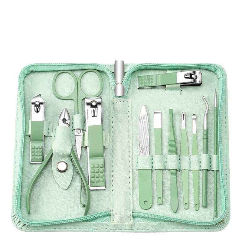 Комплект маникюрни инструменти с калъф с цип, 35 части, неръждаема стомана, клещи за жлебове на ноктите, многофункционални пинсети