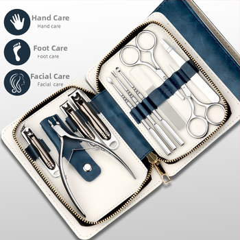 Σετ λίμερες νυχιών με θήκη φερμουάρ — ανοξείδωτο ατσάλι, φορητό σετ περιποίησης μανικιούρ με επίπεδη και κεκλιμένη άκρη για νύχια, πένσες για αυλάκια νυχιών και πολυλειτουργικές τσιμπιδάκια.