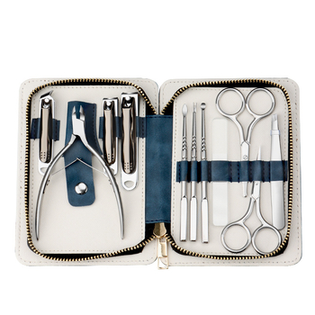 Σετ λίμερες νυχιών με θήκη φερμουάρ — ανοξείδωτο ατσάλι, φορητό σετ περιποίησης μανικιούρ με επίπεδη και κεκλιμένη άκρη για νύχια, πένσες για αυλάκια νυχιών και πολυλειτουργικές τσιμπιδάκια.