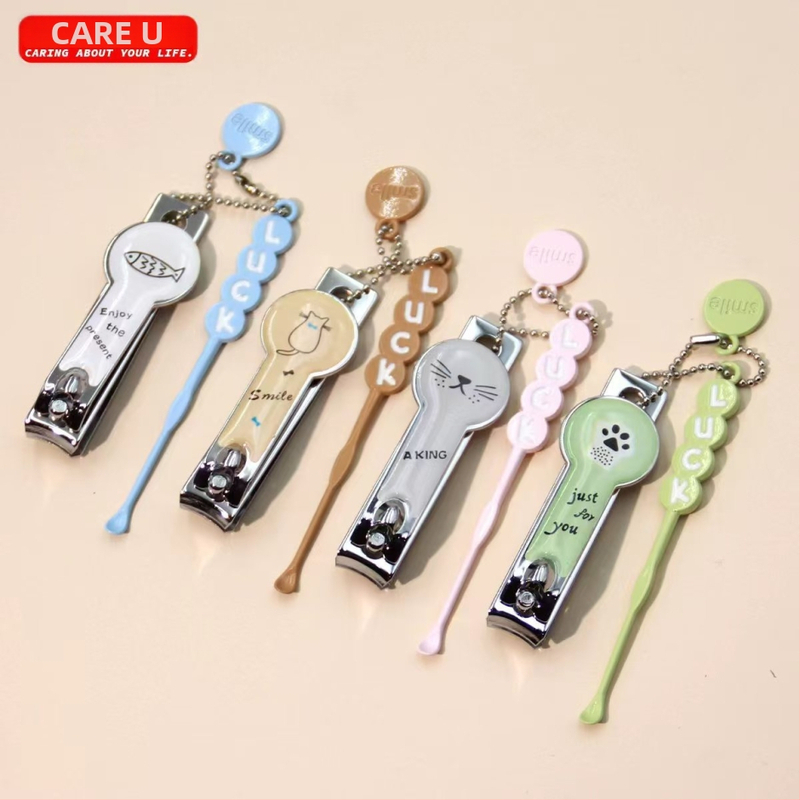 Klešta za nokte s plosnim otvorom i žličicom za uho, prijenosni alat za kućnu njegu noktiju, Shouer