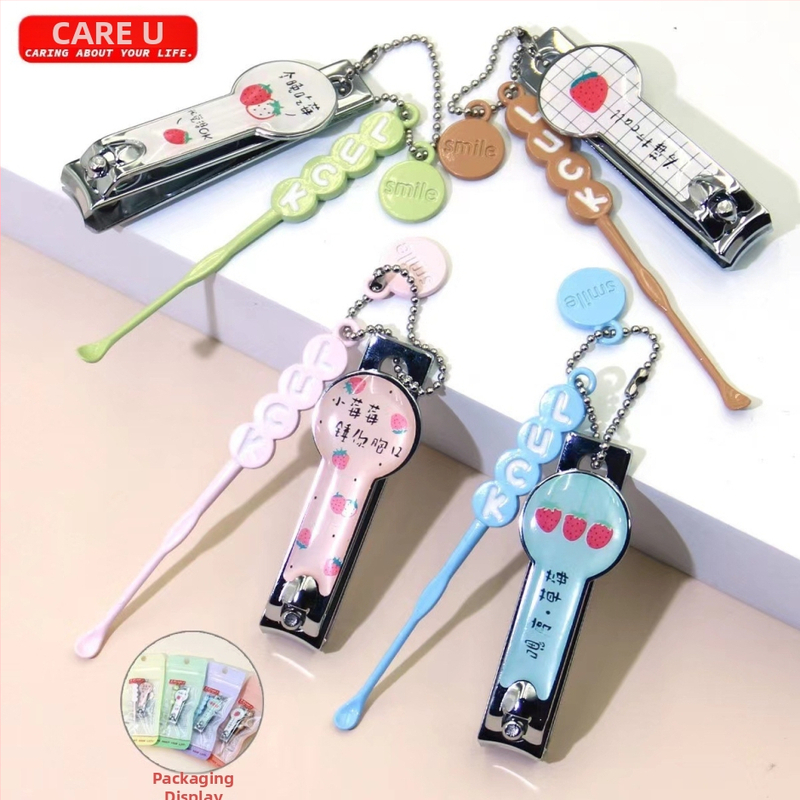 Klešta za nokte s plosnim otvorom i žličicom za uho, prijenosni alat za kućnu njegu noktiju, Shouer