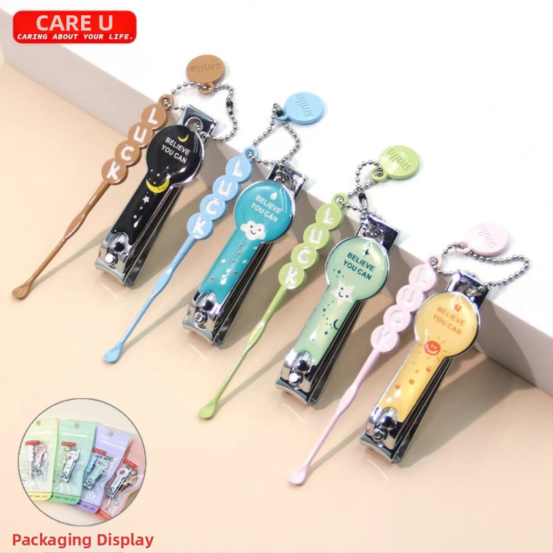 Klešta za nokte s plosnim otvorom i žličicom za uho, prijenosni alat za kućnu njegu noktiju, Shouer