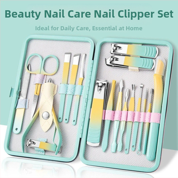 18 τεμάχια σετ περιποίησης νυχιών από ανοξείδωτο ατσάλι, με μαχαίρι περιποίησης ποδιών και ψαλίδι φρυδιών; εργαλεία από χάλυβα άνθρακα