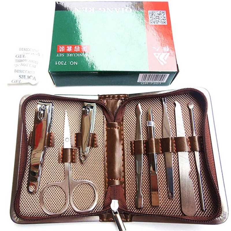 Комплект инструменти за подрязване на нокти – 8 части, неръждаема стомана, педикюрни инструменти