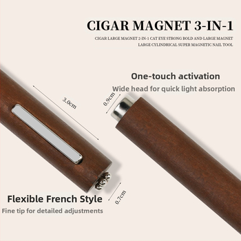 Μαγνήτης νυχιών τρία σε ένα με Cat\'s Eye – Μεγάλος κυλινδρικός μεταλλικός μαγνήτης για ισχυρό σχέδιο μανικιούρ