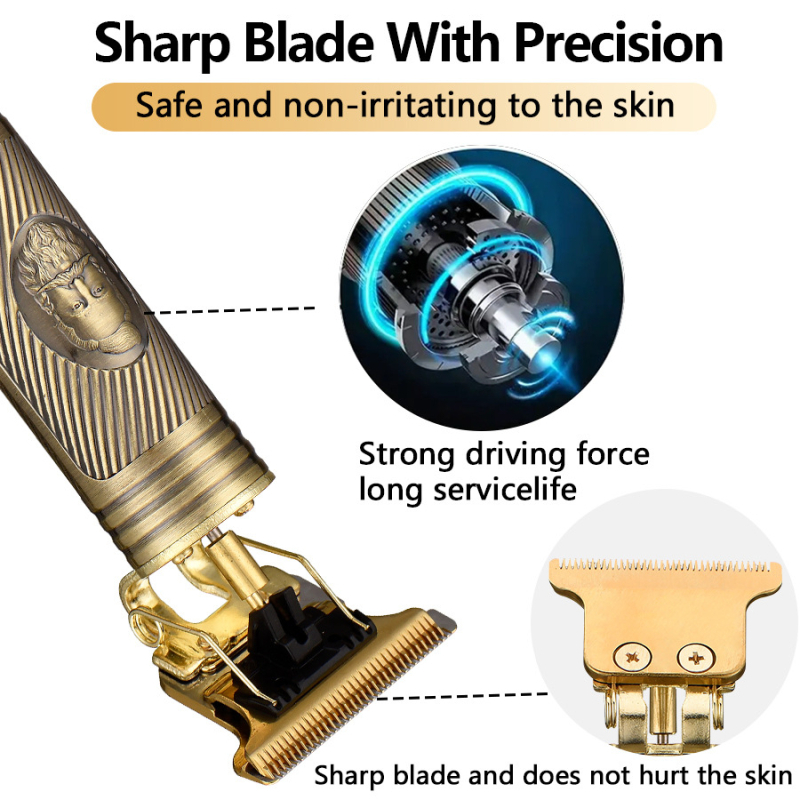 Elektrinis plaukų kirpimo prietaisas su įmontuota baterija 500–800 mAh, USB maitinimas, nerūdijančio plieno peiliukai, veikimo laikas 1–3 valandos