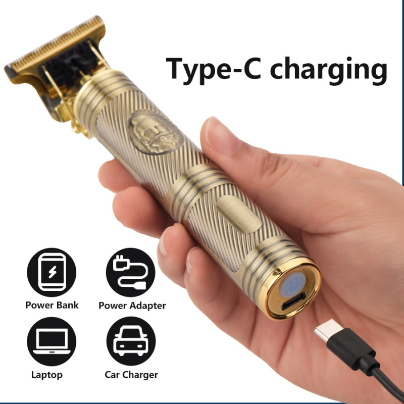 Elektrinis plaukų kirpimo prietaisas su įmontuota baterija 500–800 mAh, USB maitinimas, nerūdijančio plieno peiliukai, veikimo laikas 1–3 valandos