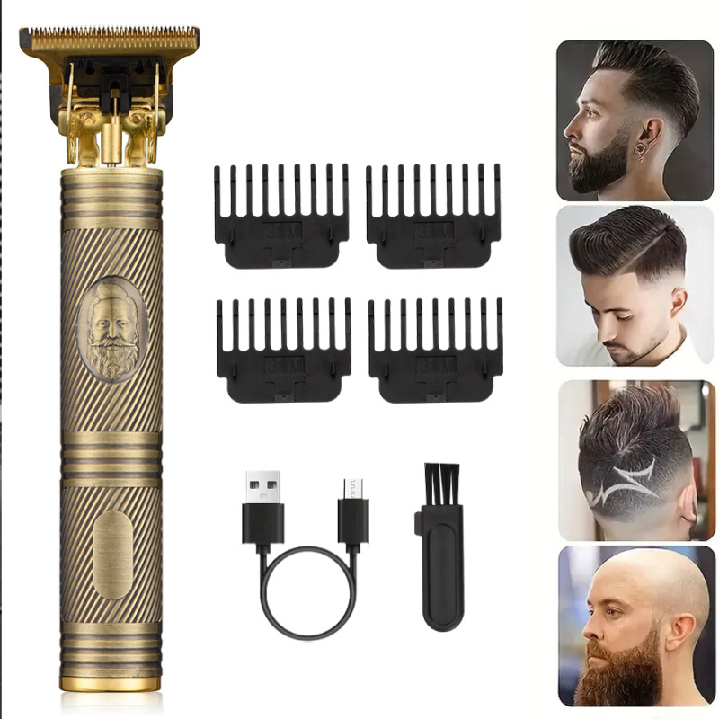 Elektrinis plaukų kirpimo prietaisas su įmontuota baterija 500–800 mAh, USB maitinimas, nerūdijančio plieno peiliukai, veikimo laikas 1–3 valandos