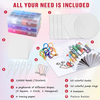 DIY комплект мъниста Biz – ръчно изработен пъзел комплект за мъниста, серия Pindou (материал: стъкло/глазура; марка: Biz; ръчно изработен; серия: Pindou; предназначение: детски рожден ден)