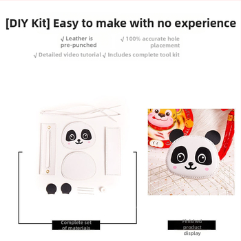 Παιδική τσάντα Panda - PU υλικό, στρογγυλό σχήμα, κλείσιμο με φερμουάρ, χωρίς επένδυση, μαλακή λαβή