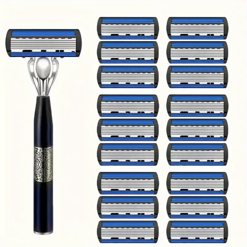 Rokas skuveklis ar sešu slāņu asmeņiem – 15 gabalu komplekts vīriešiem