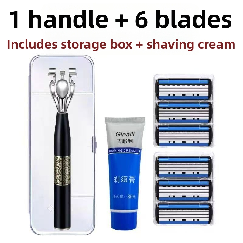 Rokas skuveklis ar sešu slāņu asmeņiem – 15 gabalu komplekts vīriešiem