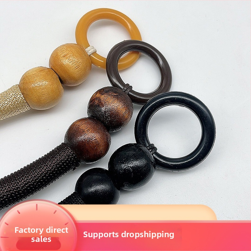 DIY аксесоар за дръжка на чанта с найлонова връв и дървени мъниета – износоустойчив, едноцветен модел, Пролет 2024, лицензирана частна марка