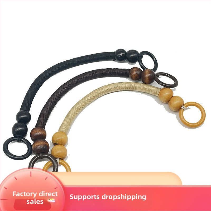 DIY аксесоар за дръжка на чанта с найлонова връв и дървени мъниета – износоустойчив, едноцветен модел, Пролет 2024, лицензирана частна марка