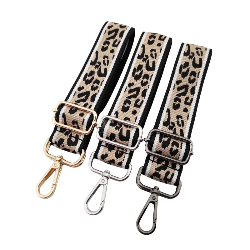 Leopardų spausdinta plati pečių juosta maišams, plotis 3,8 cm, poliesterio medvilnės medžiaga, crossbody naudojimui, apkrovos mažinimui