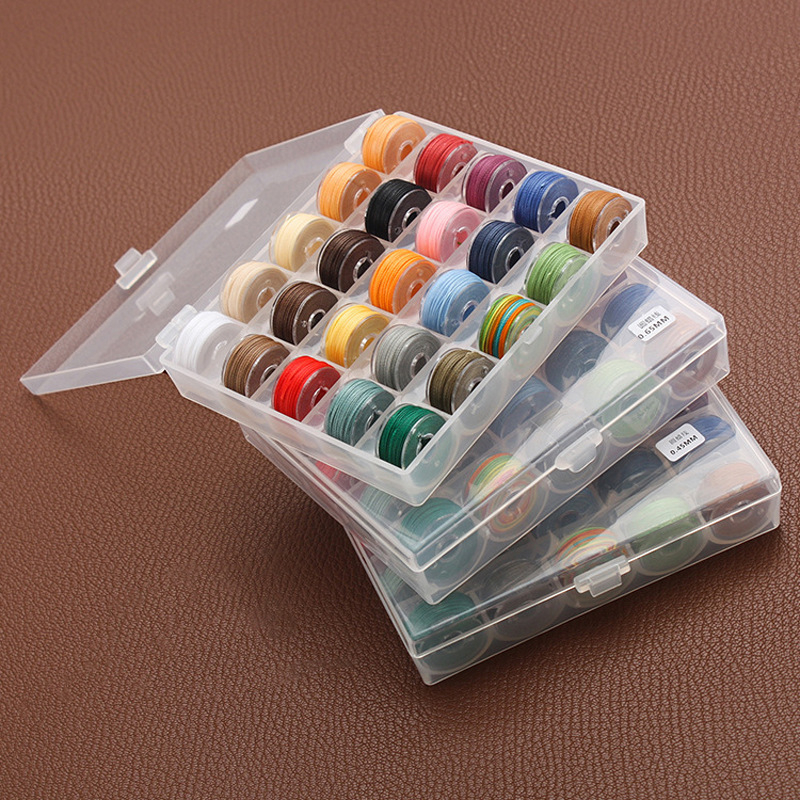 Rankomis siuvamos vaškuotos poliesterio siūlos, apvali, dėžutėje 25 spalvos, siuvimui, skersmuo 0,45/0,55/0,65 mm